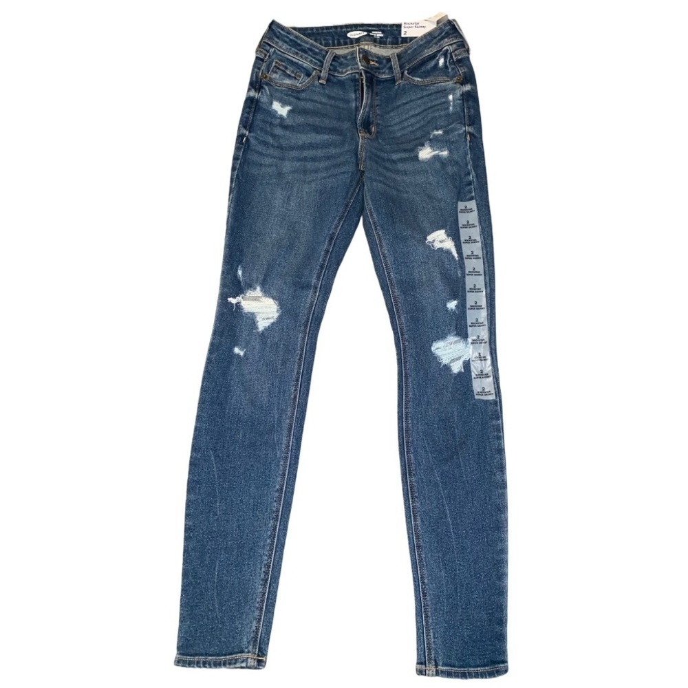 NWT OLD NAVY Mid-Rise Distressed Rockstar Super Skinny Jeans Size 2 - Picture 3 of 7